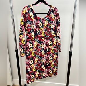 Betsey Johnson Multicolor Floral Long Sleeve Dress